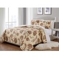 thumbnail image 1 of Fancy Collection 3 Pc Quilted Bedspread Over Size New (King/California King, Beige Rust Green Floral), 1 of 3