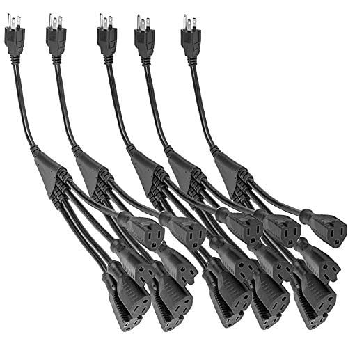 clearmax 3 prong 1to4 power cord splitter cable power extension