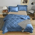thumbnail image 2 of DNG Creations 5 Piece Ruffle Diamond Comforter All Season 550 GSM Full/Queen Size - 800 Threads Count, 100% Egyptian Cotton Solid Medium Blue Colour, 2 of 7