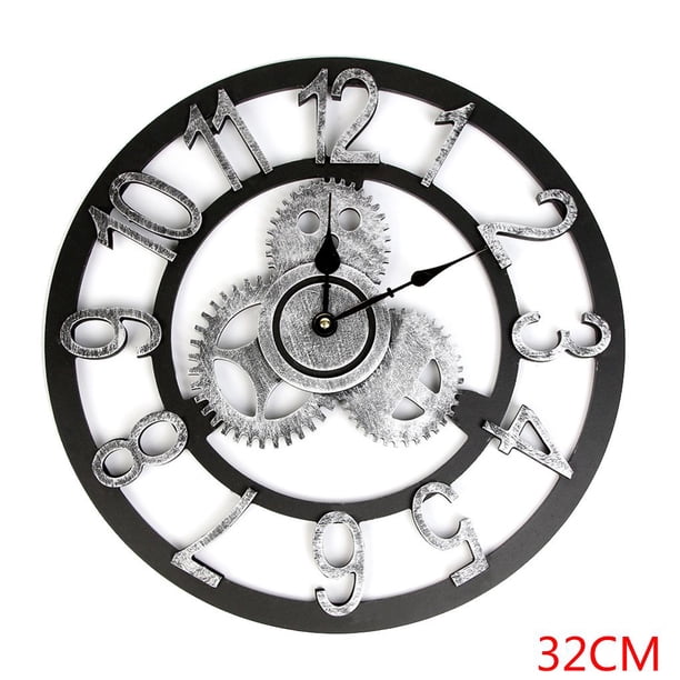 Diseño de engranajes 3D Número romano Número árabe Reloj de pared Sala de estar Decoración del hotel Reloj de madera sin tictac Methold JJ20151-01