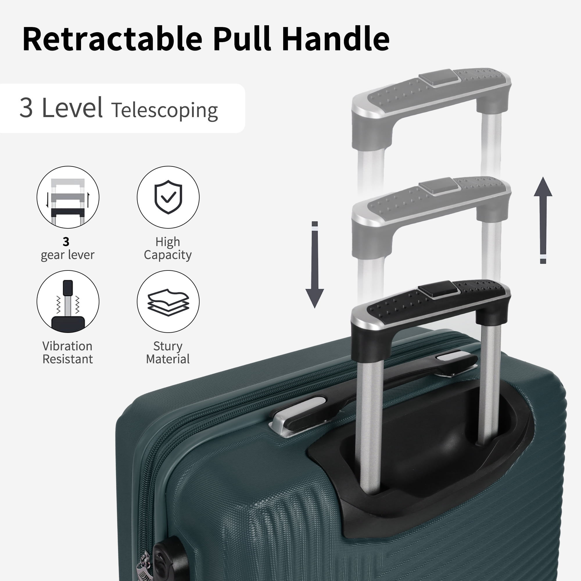 20 inch Carry on Luggage for Airplane, Hardside Expandable Suitcase with Spinner Wheels, Lightweight Rolling Luggage, Dark Green - WD588