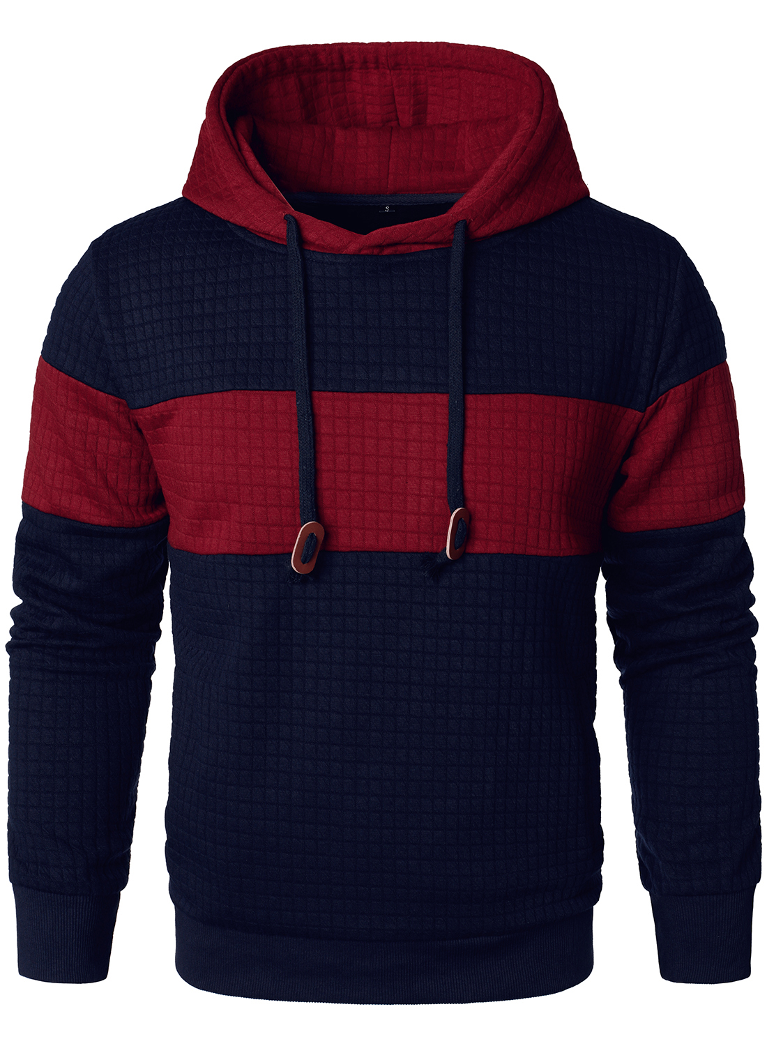 HOOD CREW Men's Hoodies Long Sleeve Sweatshirt Patchwork WaffleKnit