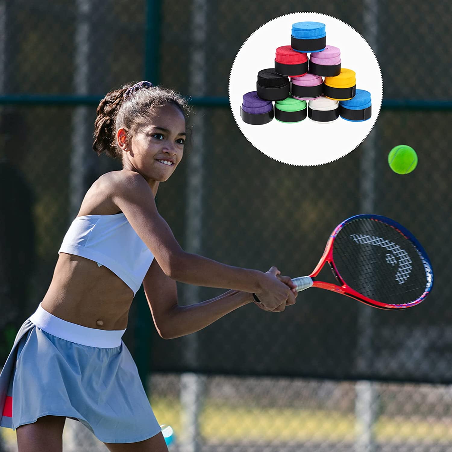 geshiglobal Anti-Slip Tennis Badminton Squash Ball Racket Handle Grip Tape Anti-Sweat Band