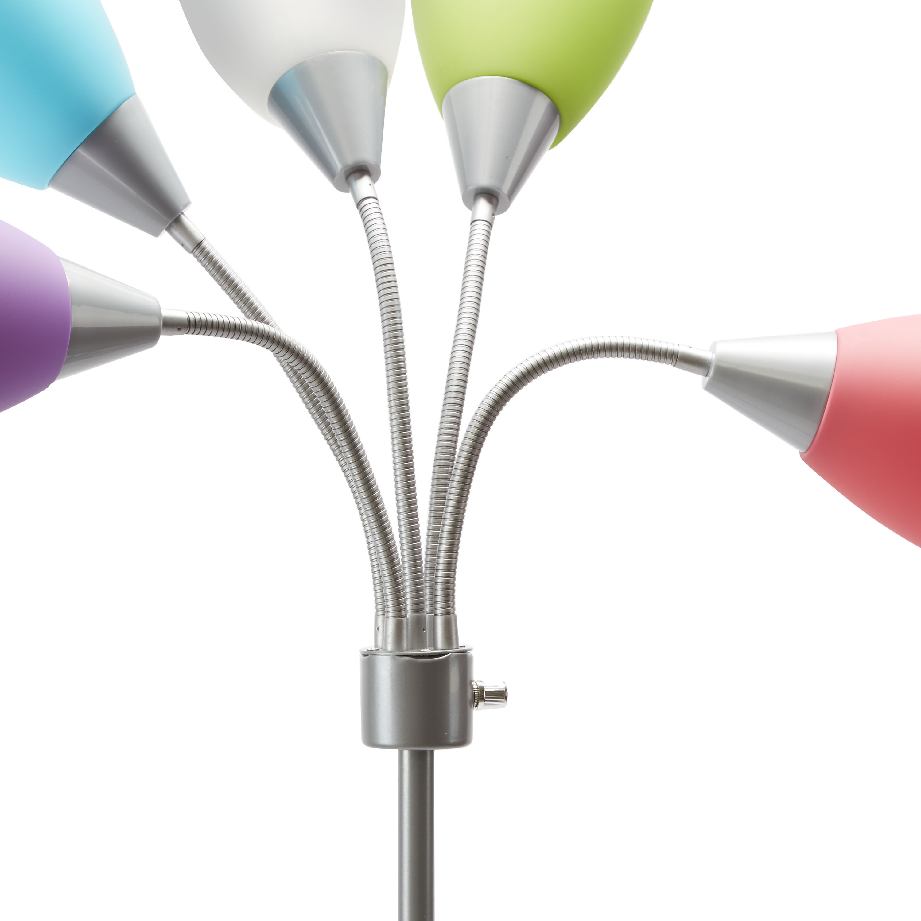Mainstays 5 Light Floor Lamp, Silver Color with Multi Color Shades Made of Metal - image 4 of 6