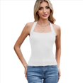 thumbnail image 2 of Camisetas Sin Mangas de Canalé para Mujer (2025), de Punto con Cuello Cuadrado, Básicas e Informales de Verano. XL, 2 of 8