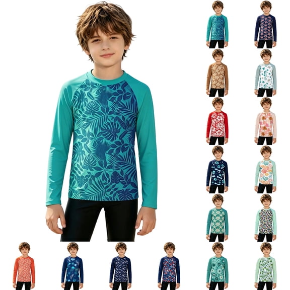 Miaoju Boy/Toddler Rash Guard Swim Shirt Long Sleeve | Stay Comfortable and Covered in the Water with Quick-dry and Lightweight UPF 50 Boy/Toddler Sun Swim Shirts
