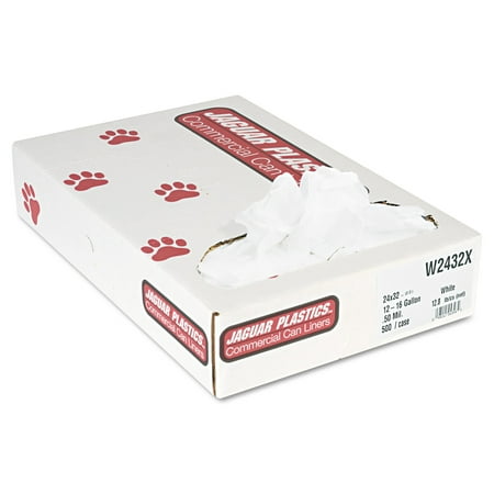 Jaguar Plastics Industrial Strength White Commercial Can Liners, 15 gal, 500 ct