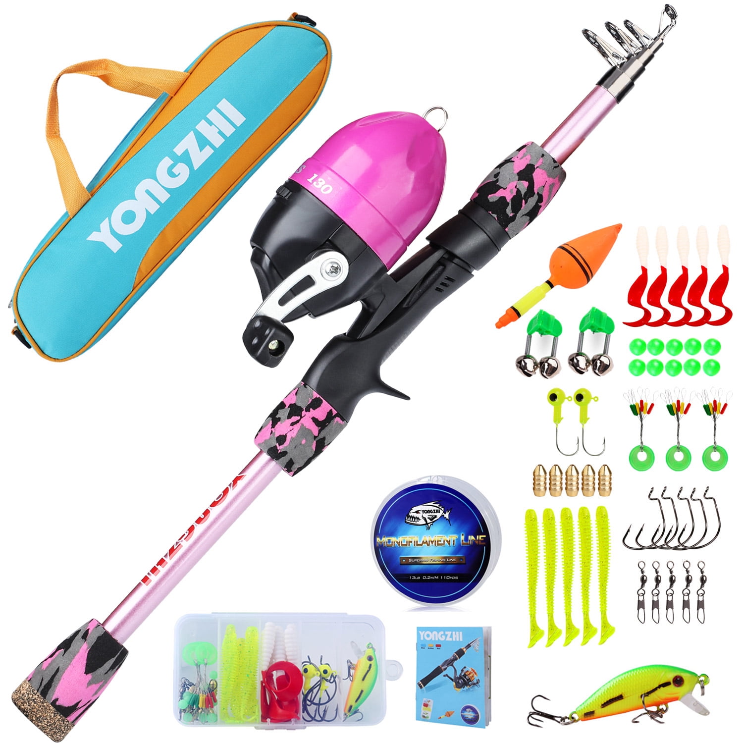 Kids Portable Telescopic Fishing Rod and Reel Combo Kit - Lightweight -  Ocklawaha Outback
