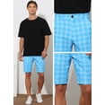 thumbnail image 4 of Unique Bargains Men's Plaid Shorts Flat Front Color Block Checked Shorts with Pockets 38 Blue, 4 of 6