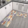 thumbnail image 3 of Kitchen Rugs and Mats Non Skid Washable Boho Vintage Square Pattern (7) Kitchen Mat and Rug Set,Floor Cushion Waterproof Rug,Rubber Backed Area Rugs for Kitchen Laundry, 3 of 7