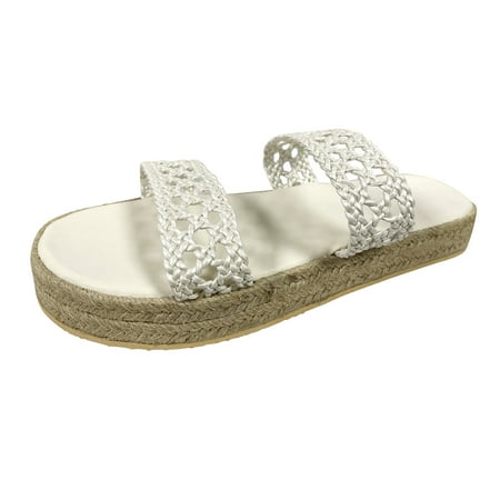 

Ladies Fashion Solid Color Woven Mesh Breathable Thick Bottom Sandals And Slippers
