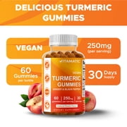 (3 pack) Vitamatic Turmeric Gummies with Ginger & Black Pepper Extract - 95% Curcuminoids - 60 Vegan Gummies