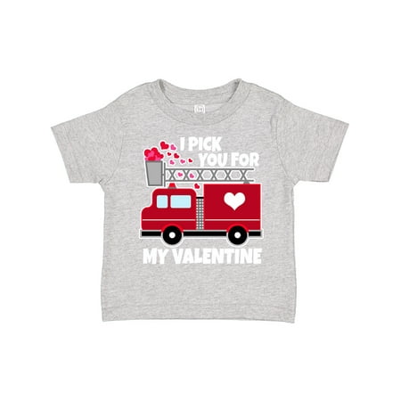

Inktastic I Pick You for My Valentine with Red Firetruck Gift Toddler Boy or Toddler Girl T-Shirt
