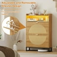 thumbnail image 4 of Shoe Storage Cabinet,Rattan Shoe Cabinet with 2 Flip Drawers & Sensor Light,Free Standing Wooden Shoe Organizer,Narrow Shoe Rack Cabinet for Entryway,Hallway, 4 of 8