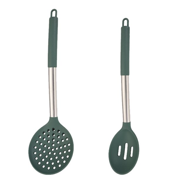Juego de utensilios de cocina resistentes al calor de 2 piezas, sin BPA, utensilios de cocina antiadherentes con mango de acero inoxidable Namotu CPB-US-YYM911-2