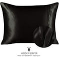 thumbnail image 3 of Blissford Luxury Black Satin Pillowcase with Zipper Closure, Queen 2-Pack, 3 of 7