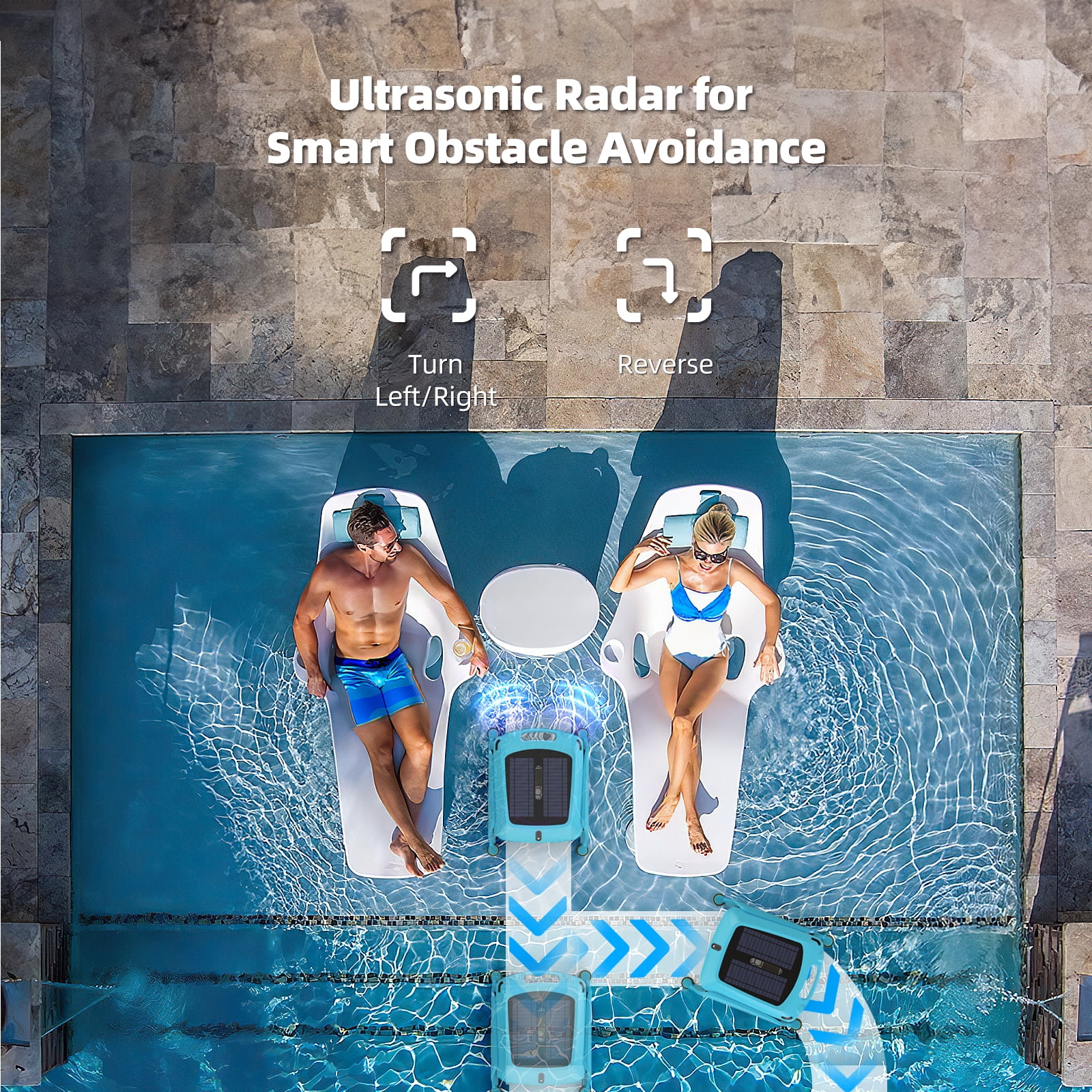 Solar Powered Robotic Pool Cleaner Skimmer Robot: Automatic Pool Surface Skimmer Cleaner, Dual Charging Modes, Smart Radar Obstacle Avoidance, 24/7 Continuous Surface Cleaning for Above Ground Pools