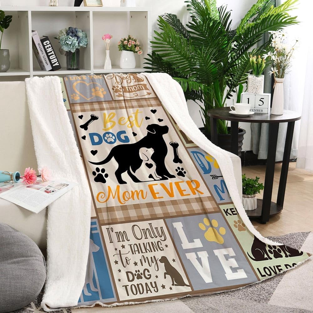 Dog Mom Gifts for Women, Gifts for Dog Moms, Dog Lovers Gifts for Women, Dog Mom Gift for Christmas Mothers Day, Best Dog Mom Birthday Blanket 60 x 50 (zjm154,50"x 60")