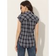 thumbnail image 4 of Camisa A Cuadros Allegra K Con Cuello Abotonado Azul Marino M, 4 of 6