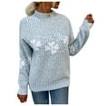 thumbnail image 1 of Pull de Noël pour Femmes Col Rond Mode Pull Mi-Long Blouse Ample Manches Longues Chaud Imprimé Graphique Tricoté Cardigan Doux, 1 of 6