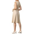 thumbnail image 3 of INSPIRE CHIC Business Casual Dress for Women Sleeveless Boat Neck A Line Work Midi Dresses S Beige, 3 of 4