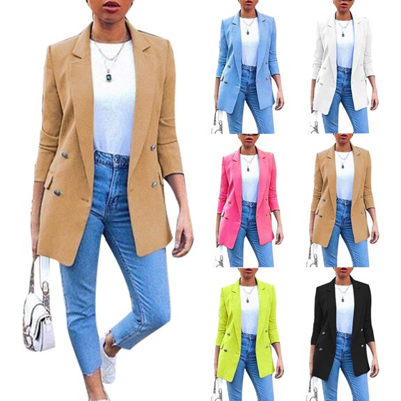 Joernso Plus Size Autumn Fashion Office Lady Solid Color Blazer Long Sleeve Suit Jacket