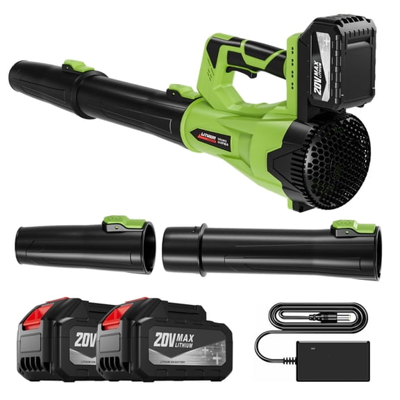 Green Cordless Leaf Blower：580CFM-2*4000mAh batteries