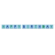 Way to Celebrate! Wavy Blue & Green Birthday Pennant Banner, 8ft
