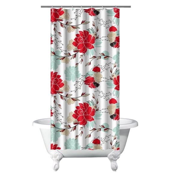Waterproof Pioneer Shower Curtain 36x72 Inch Polyester Unique Colorful Floral Shower Curtain for Bathroom Hotel Home Decor with 7 Plastic Hooks