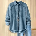 thumbnail image 4 of Denim Jackets for Women Tassel Brushed Long Sleeve Button Up Casual Open Front Jean Coat with Pockets, 4 of 9