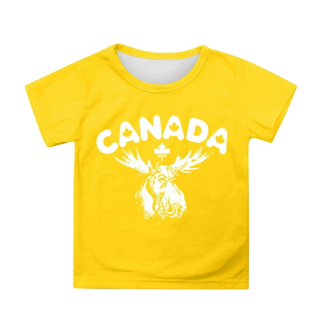 GDREDA Canada Day T-Shirt à Imprimé Drapeau Canada Day T-Shirt à Manches Courtes pour Filles T-Shirt d'Été à Col Rond Coupe Décontractée T-Shirts Basiques