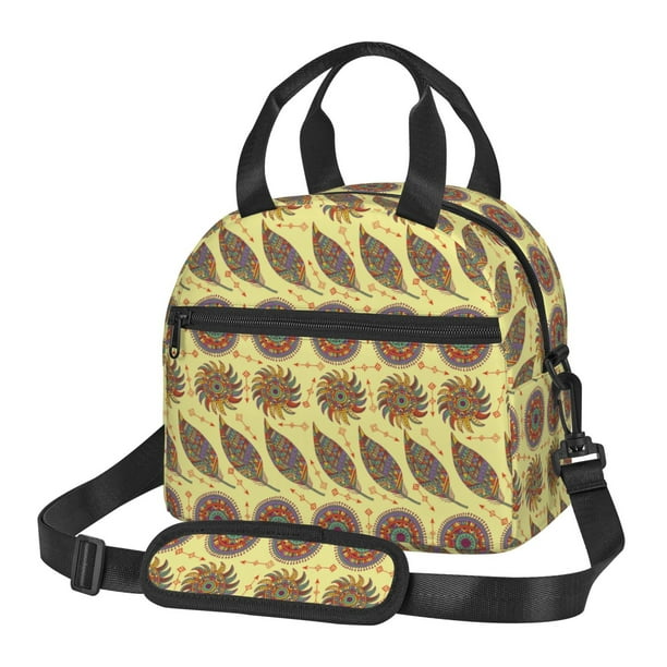 Easygdp Bohemia Caja de Almuerzo para Mujeres y Hombres, Bolsa de Almuerzo Insulada, Bolsas Reutilizables Impermeables para Viajes, Trabajo y Picnics