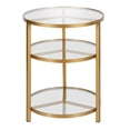 thumbnail image 3 of Pemberly Row Table d'Appoint Ronde en Métal Moderne de 22 Po à Triple Étagère en Laiton, 3 of 8