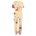 thumbnail image 5 of Blouses for Women, Womens Fashionable Printed Short Sleeved Round Neck Drawstring Top with Pants Set, 5 of 5
