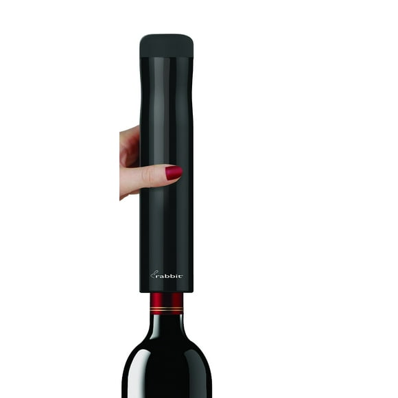 Sacacorchos eléctrico para abrir botellas de vino, diseño de conejo, color negro brillante
