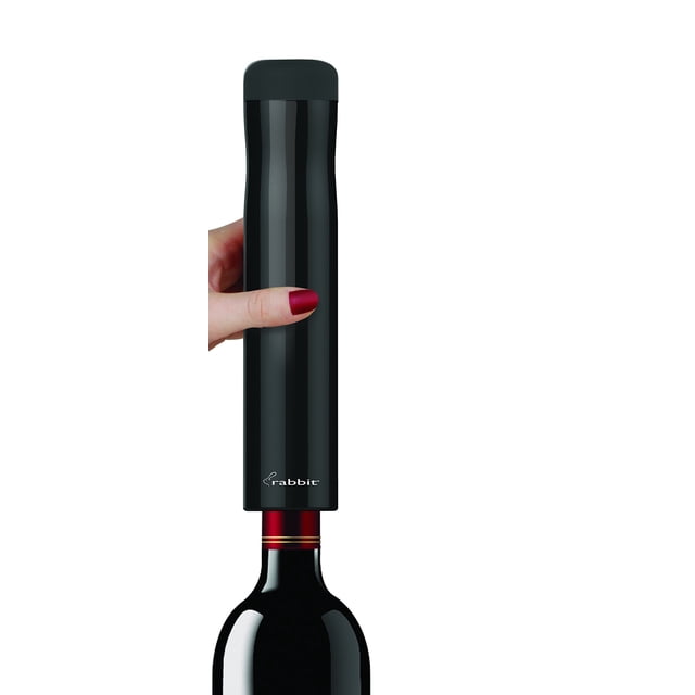 Sacacorchos eléctrico para abrir botellas de vino, diseño de conejo, color negro brillante