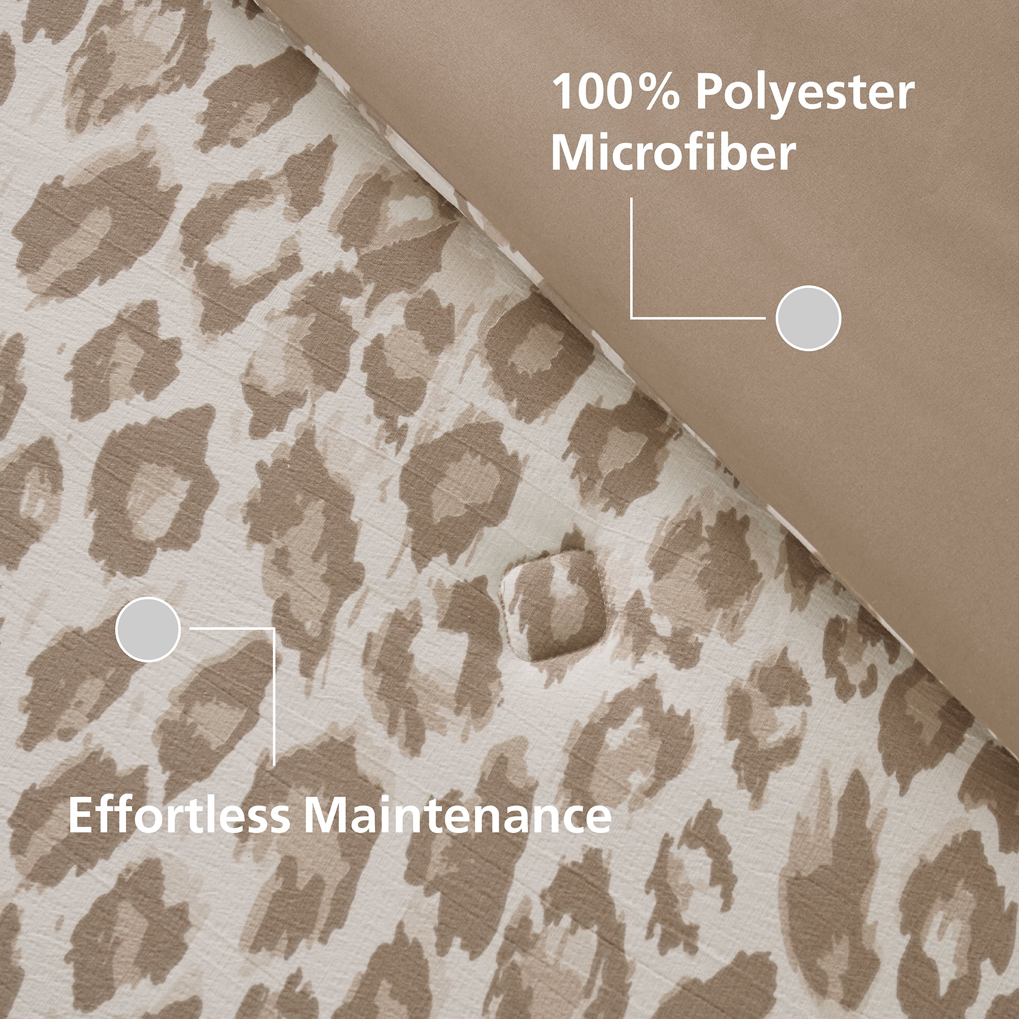 Mainstays Leopard Print 3-Piece Neutral Comforter Set, King