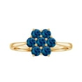 thumbnail image 4 of Rosec Jewels Natural Round Shape London Blue Topaz Cluster Flower Ring, 14K Yellow Gold, US 3.00, 4 of 9