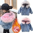 thumbnail image 4 of Odeerbi Toddler Winter Coat Kids Boys Girls Outerwear Jackets Child Baby Hooded Plus Thick Coat Fleece Warm Thick Denim Jacket Acetate Fiber Cotton Clothes Gray, 4 of 4