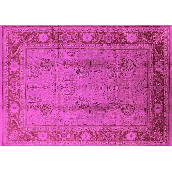 Ahgly Company Indoor Rectangle Oriental Pink Industrial Area Rugs, 7' x 9'