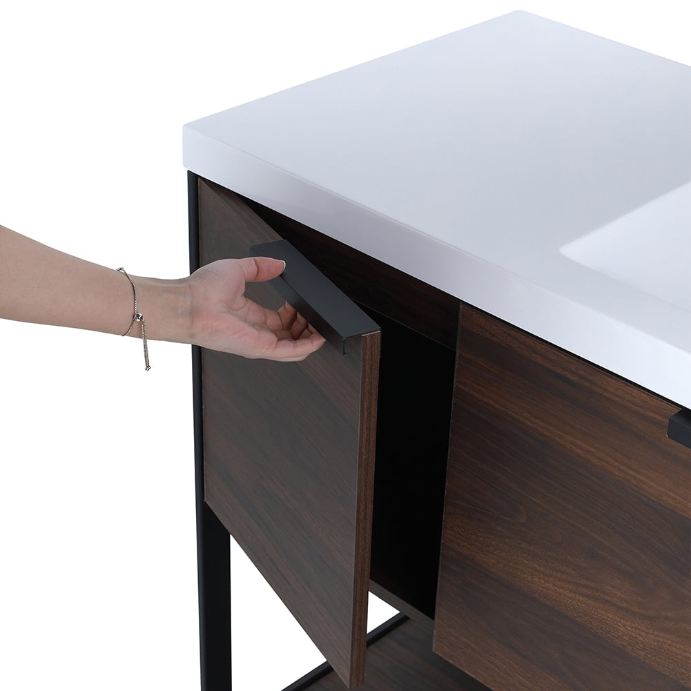 Kepooman 47" Bathroom Floating Vanity Cabinet, Contemporary Walnut Wooden Bathroom Vanity with Doors and Drawer Kepooman 47" Bathroom Floating Vanity Cabinet, Contemporary Walnut Wooden Bathroom Vanity with Doors and Drawer