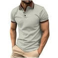thumbnail image 2 of Aloohaidyvio Men's Fallow Button Turn-down Collar Top Short-Sleeved Stripe Sports Top Shirt,2024 Polo Shirts for Men Clearance, 2 of 6