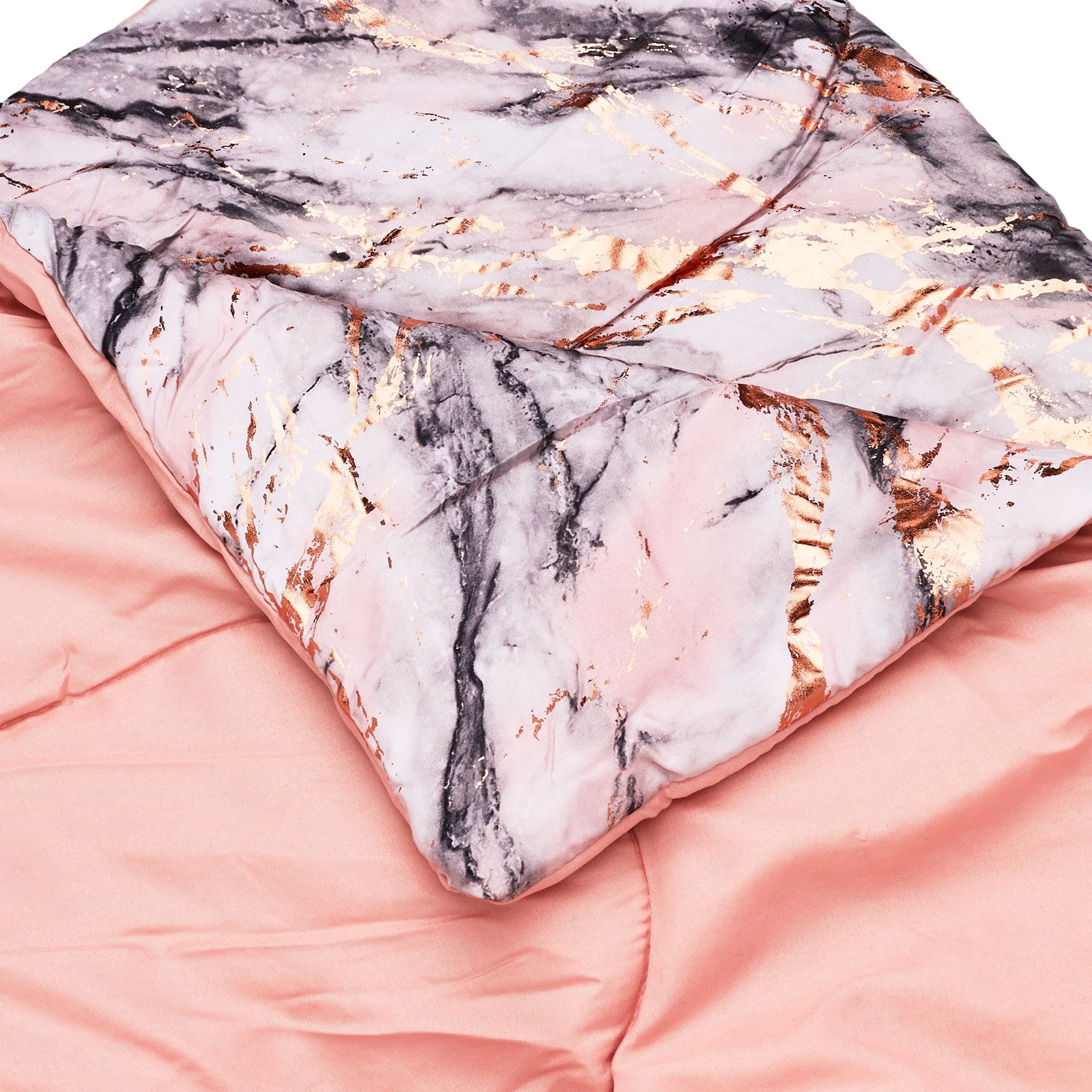 Your Zone Metallic Marble Comforter Bedding Set, Twin/Twin XL, Rose Gold