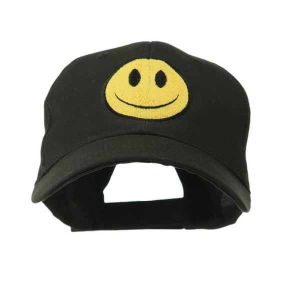 Smile Face Embroidered Cap - Black OSFM