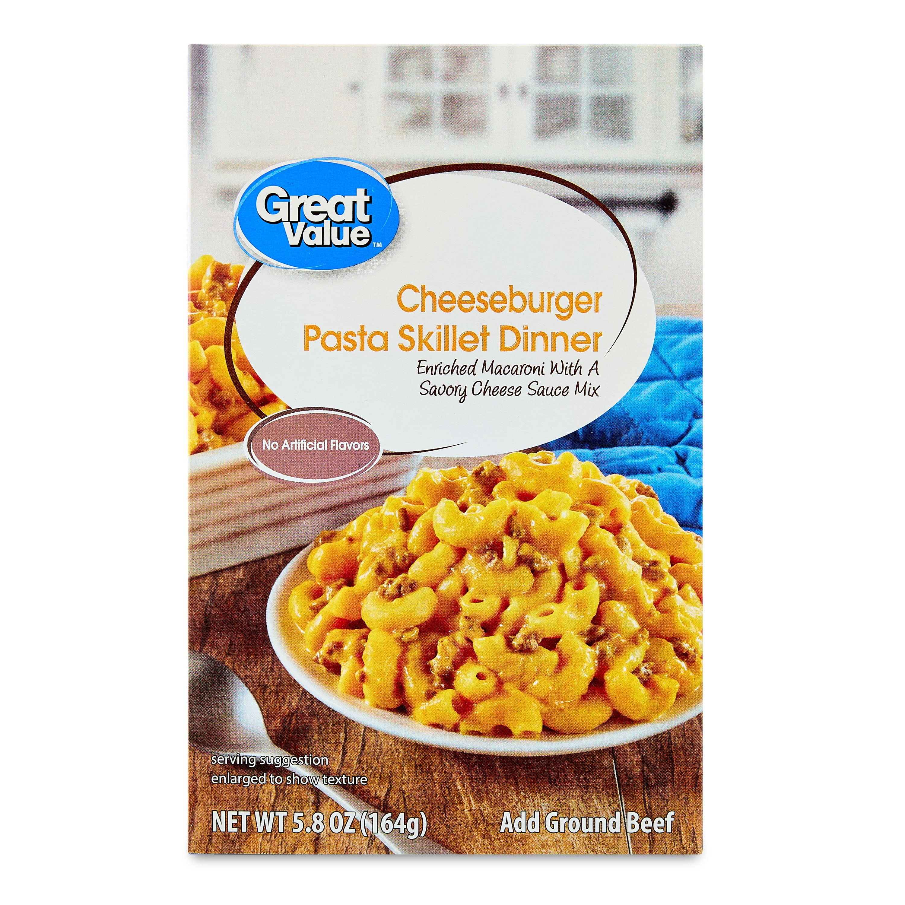 (4 pack) Great Value Cheeseburger Pasta Skillet Dinner, 5.8 oz (Shelf Stable)
