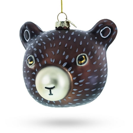 Bear Head Whimsical Glass Christmas Ornament