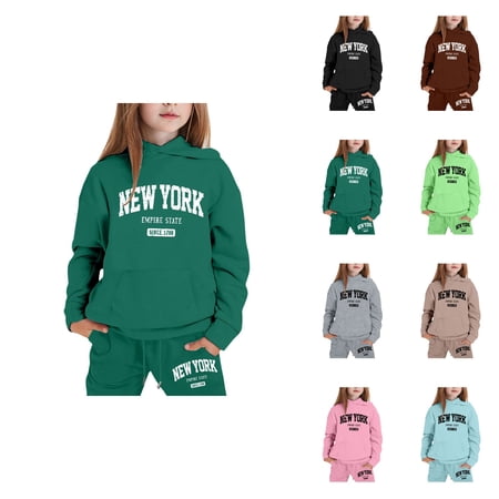 Girls Outfits Hoodies Letter Print Stylish Comfortable Sweatshirt Oversized Pullover with Pocket Long Sleeve Everyday Wear 2025