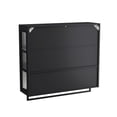 thumbnail image 3 of Bathroom Wall Cabinet, 3-Door Wooden Wall Cabinet with Open and Hidden Storage Space, Medicine Cabinet with Glass Door and Towel Bar for Entryway Living Room Bathroom Dining Room,Black, 3 of 11