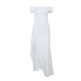 thumbnail image 3 of Faldas largas Vestido sin espalda para mujer, vestido de fiesta de cóctel cómodo sin mangas con hombros descubiertos y abertura alta Cgtredaw Blanco T L para Mujer, 3 of 9