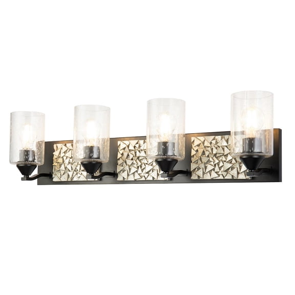 Lucas McKearn Bocage 4-light Metal Bath Vanity Light in Matte Black/Silver